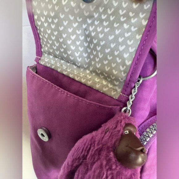 Kipling Ravier Medium Nylon Backpack Bag Pockets Monkey Lightweight Purple Charm - Picture 11 of 16